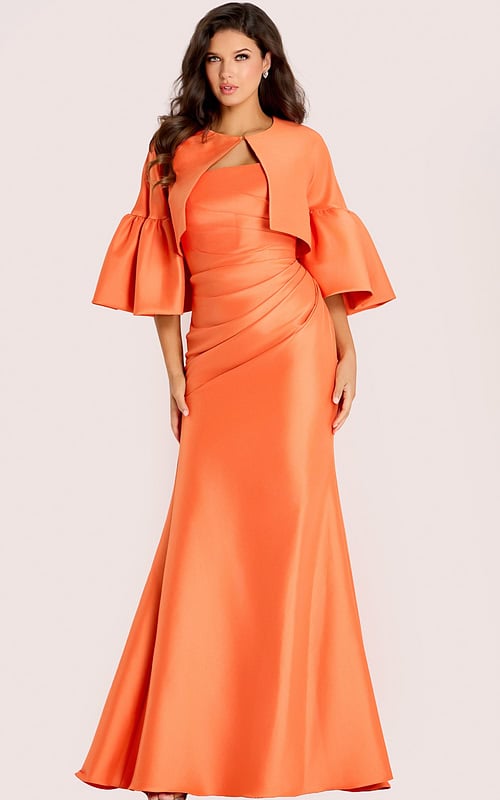 mermaid orange pleated bodice dress 44196