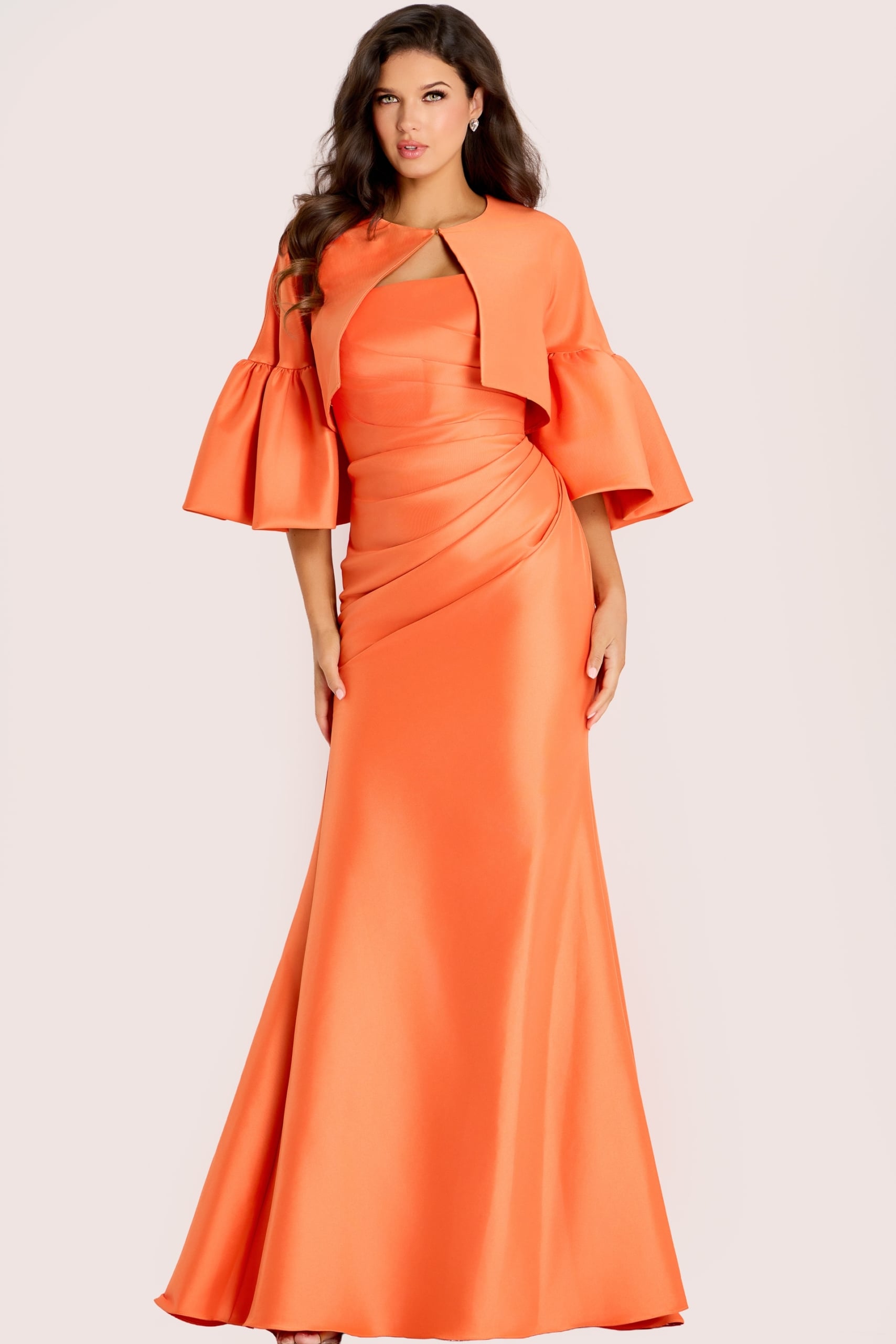 mermaid orange pleated bodice dress 44196