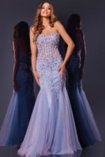 Elegant Floral Embellished Strapless Corset Gown 44211 | Jovani