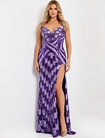 purple high slit dress 44270
