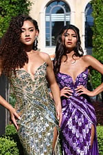 sweetheart sequin gown with high slit
