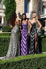 sweetheart sequin gown with high slit