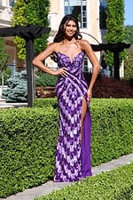 sweetheart sequin gown with high slit
