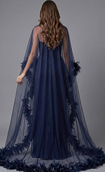 Illusion Cape Embellished Mermaid Gown