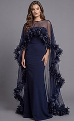 Sheer Overlay Ruffle Trim Fitted Dress