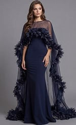 Floral Applique Cape Detail Column Dress