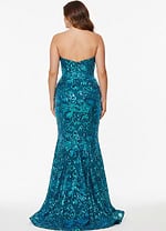 back of blue print mermaid dress 44340