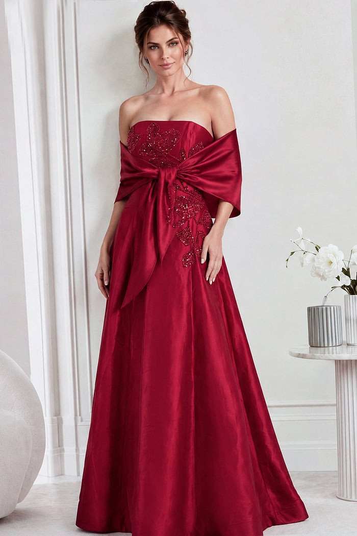 Jovani style 44352 in red with shawl
