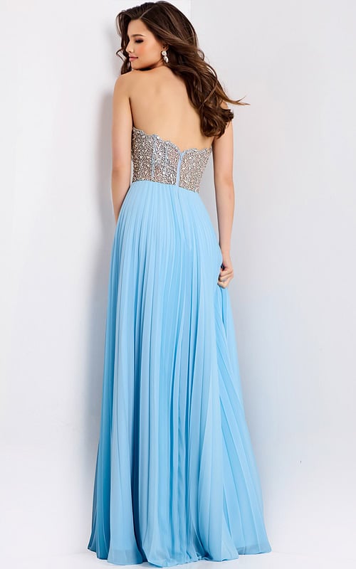 back of embellished pleated dress 44358