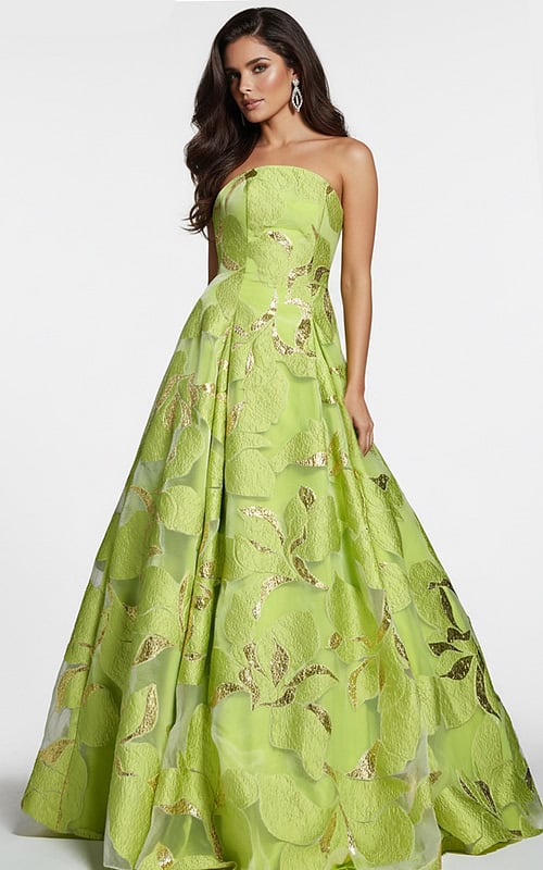 strapless green ballgown 44369