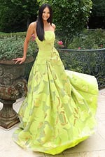 Strapless metallic jacquard ball gown