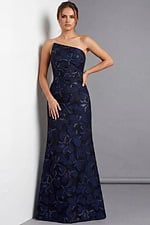 one shoulder navy dress 44370