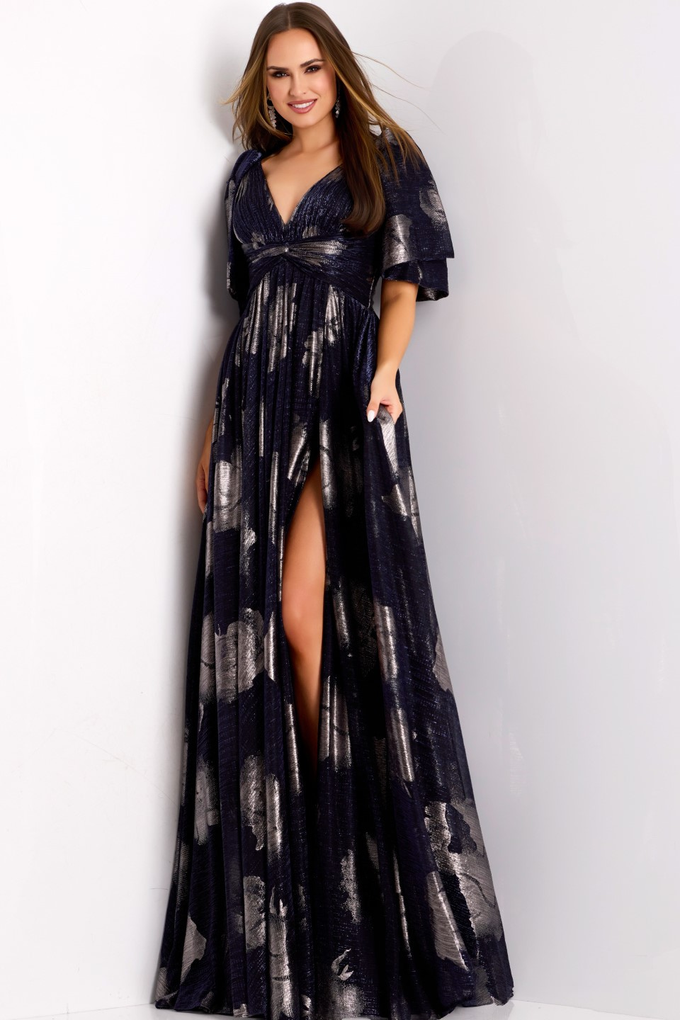 ワンピース Marble Print I-Line Jersey Dress - navy Marble Print I－Line Jersey Dress