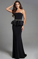 peplum black embellished dress 44382