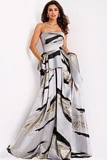 strapless print ball gown 44387