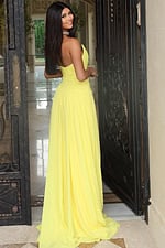 back of yellow flowy dress 44405