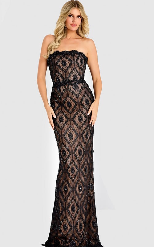 strapless black and nude fitted dress 44422
