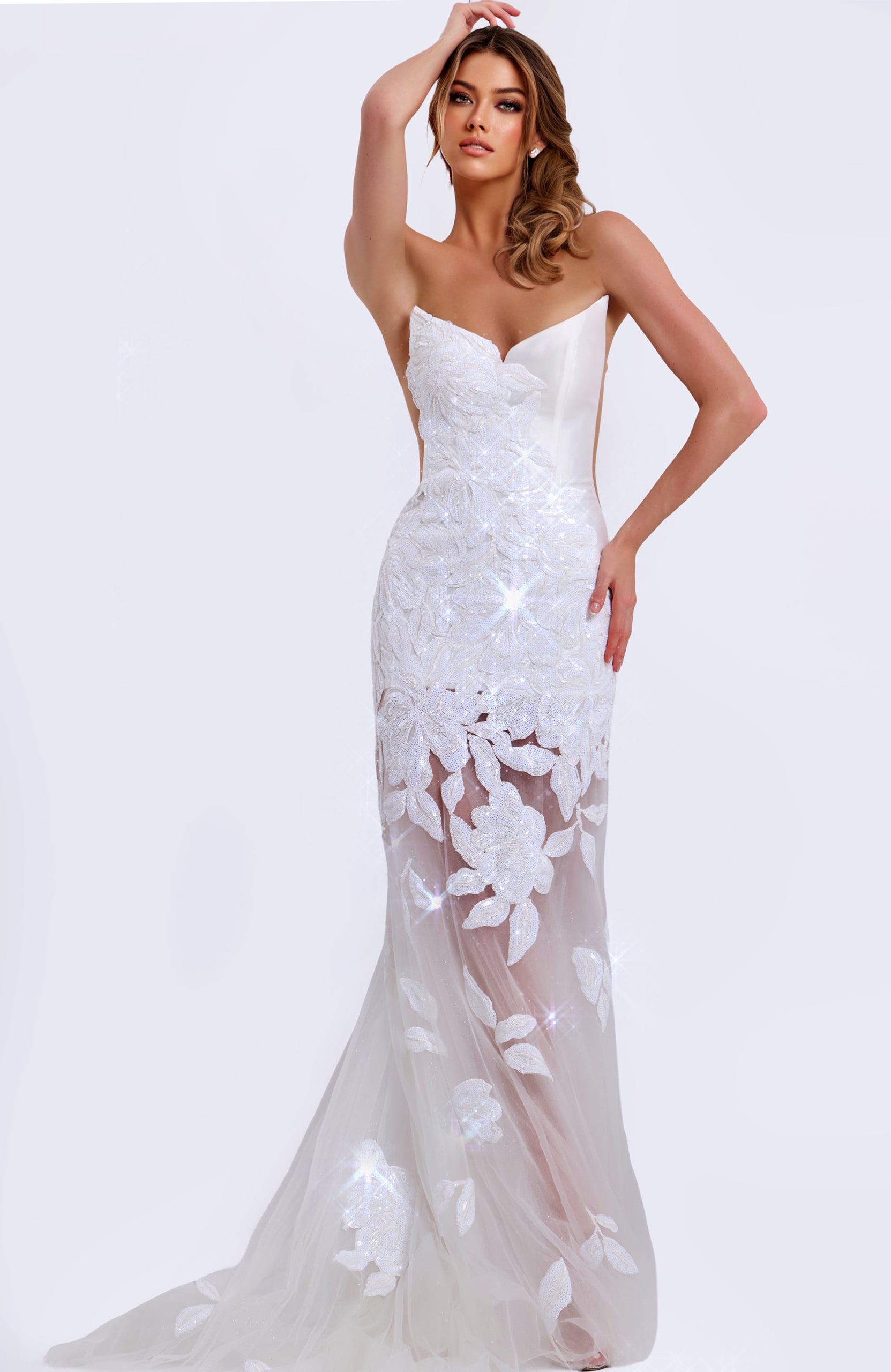 chinese dress ladies Sheer-Corset-Bodice Long White Prom Dress