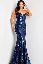 v neckline strapless print mermaid dress 44449