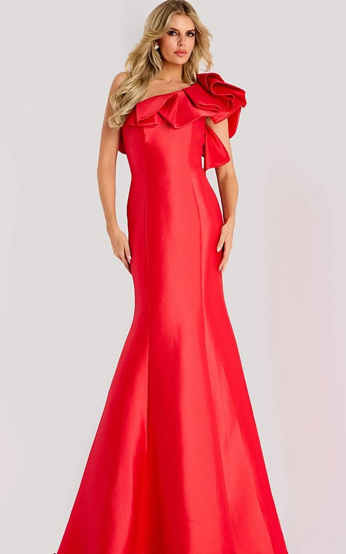 one shoulder ruffled neck dress 44527