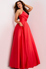 pleated bodice red dress 44533