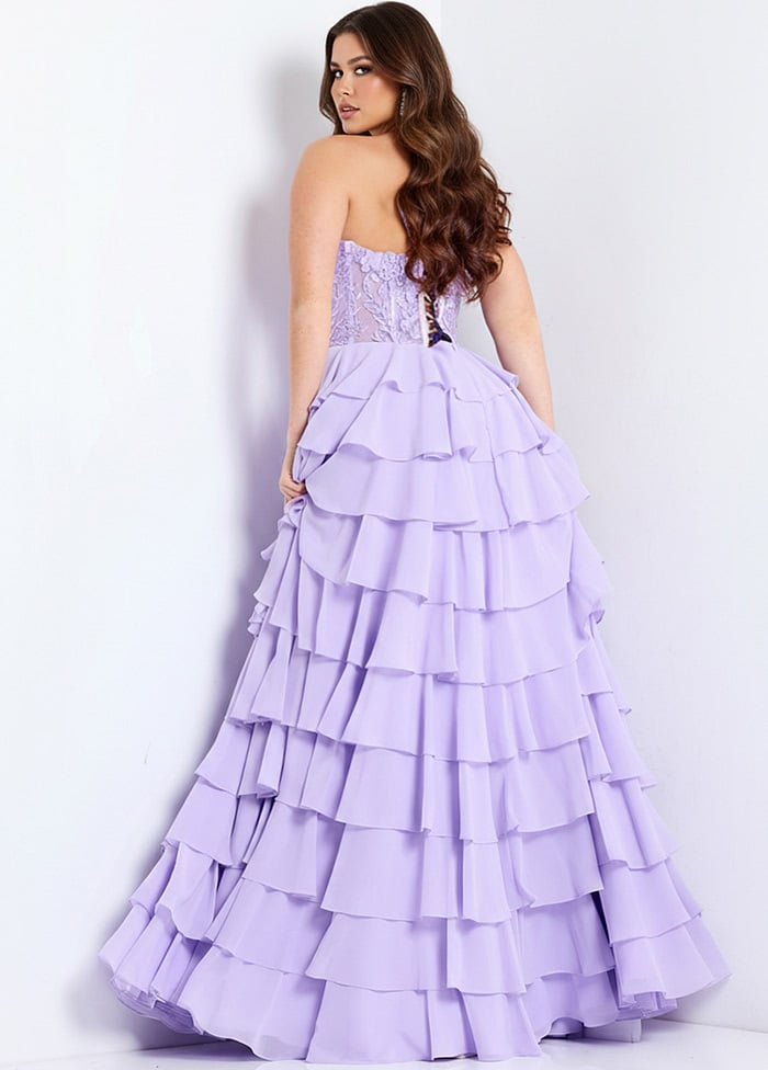 layered lace up back dress 44543