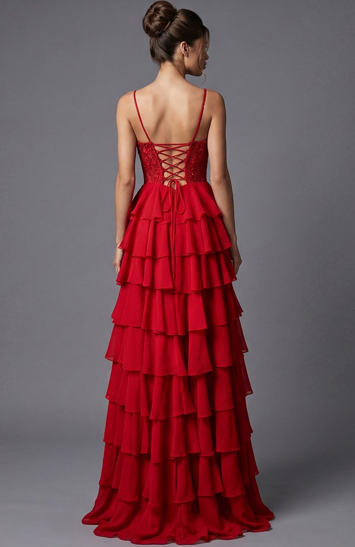 layered lace back up dress 44543