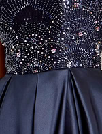 navy taffeta beaded fabric for style 44587