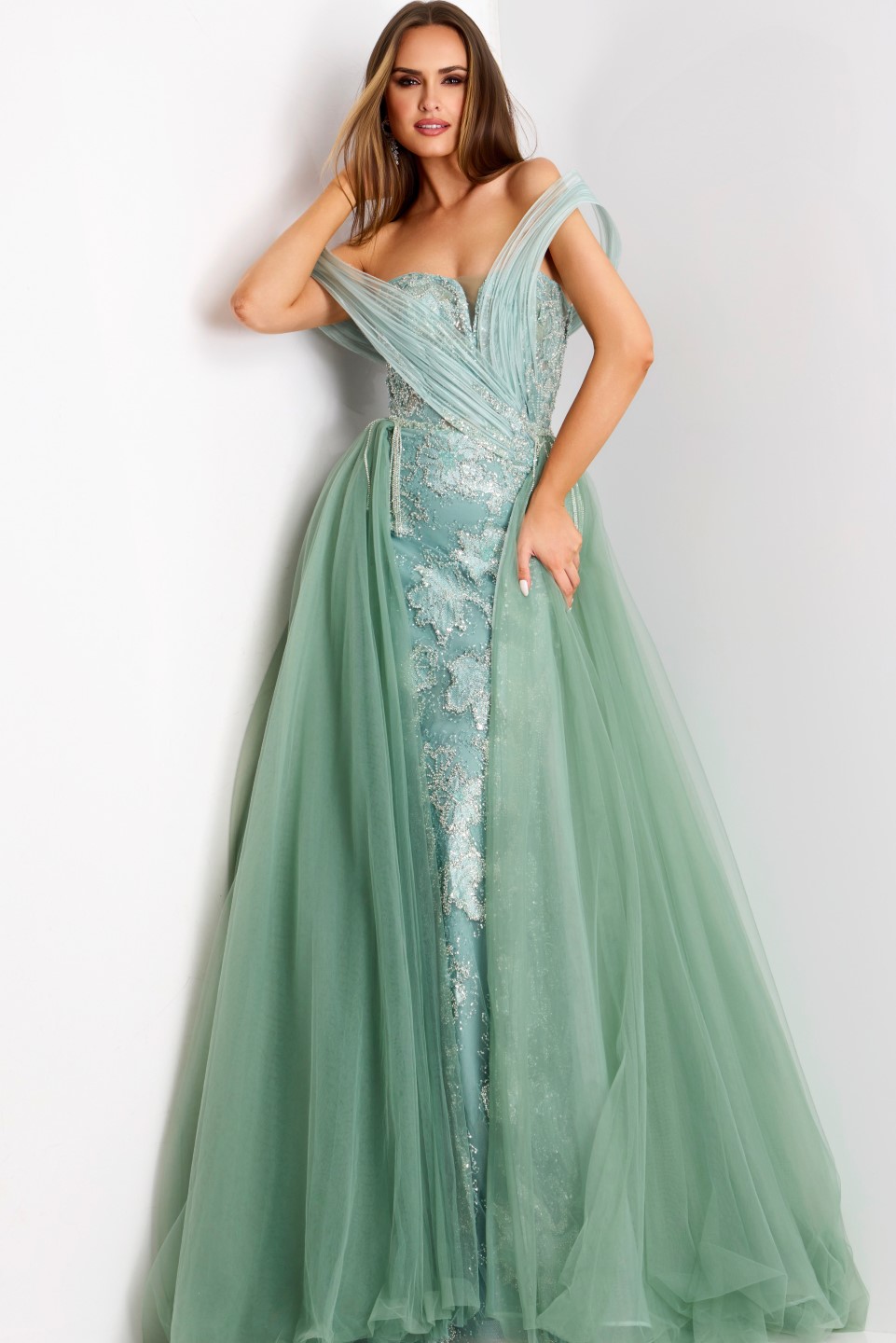ナス慎吾【UNUSED】HERRINGBONE GOWN COAT 189 cgu24895l_emerald_black_front.jpg