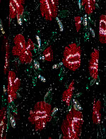 black and red beaded fabric for style 44633