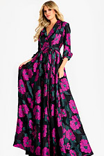 long sleeves floral print v neckline dress 44716