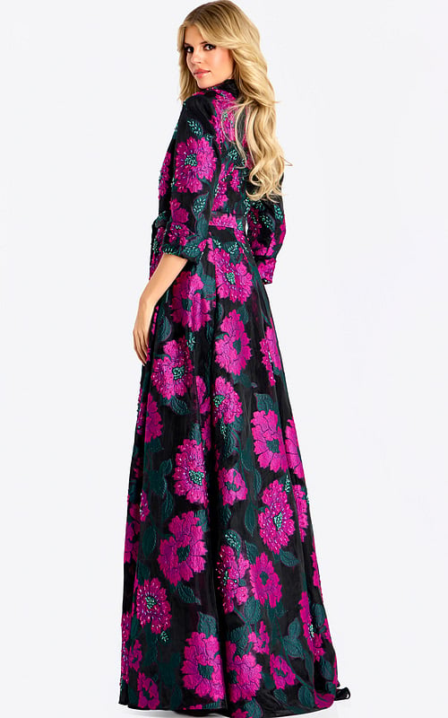 long and sleeves pin and black dress 44716