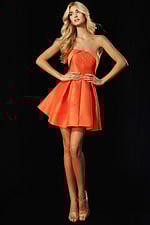 Strapless Satin Fit And Flare Dress 44721 - Image 3