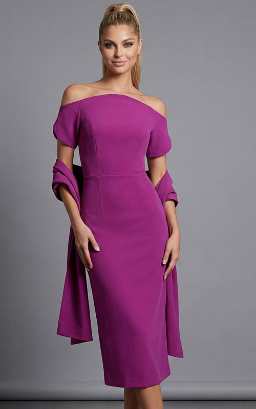off the shoulder purple midi dress 44730