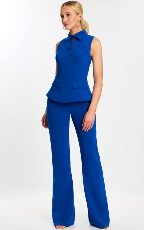Sleeveless Royal Blue Jumpsuit with Flared Pants