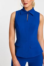 Peplum Detail and Flap Pockets on Blue Jumpsuit