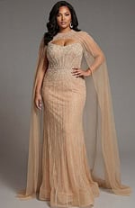 nude embellished fitted dress 45077