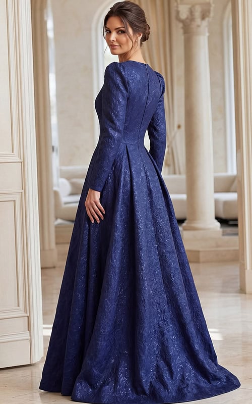 back of long sleeves high neck dress 45099