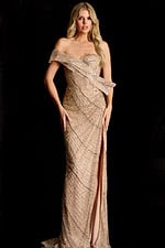 Beaded shimmer dress with wrapped detailing and form fitting silhouette