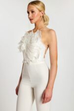 white ruffled top 45159