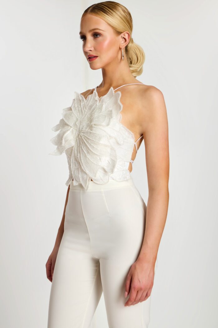 white ruffled top 45159
