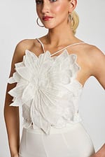 halter neck top in white color