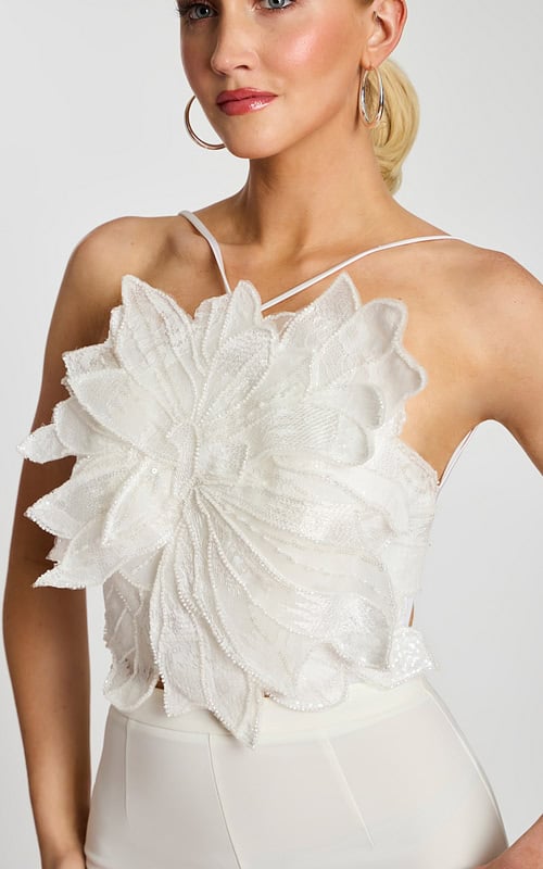 halter neck top in white color