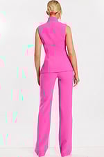 Back View of Tailored Pink Suit with Seam Detailing