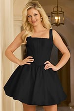 45212 fit and flare short dress in black