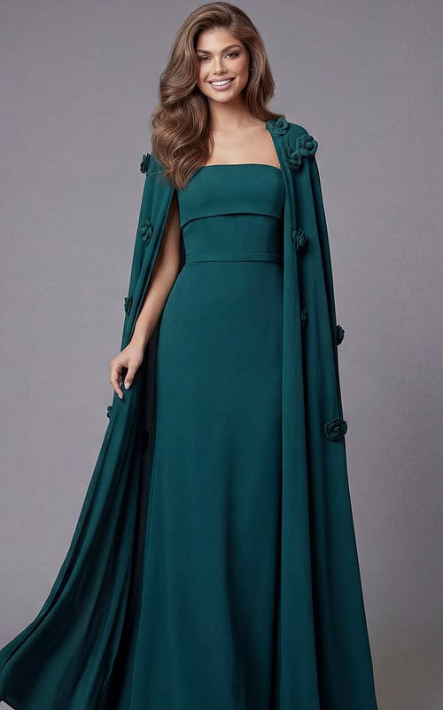 strapless simple dress with cape 45216