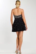 Back View of Black Mini Dress with Allover Crystal Pattern