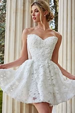 fit and flare strapless lace dress 45227