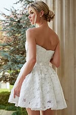 strapless fit and flare short wedding dress 45227