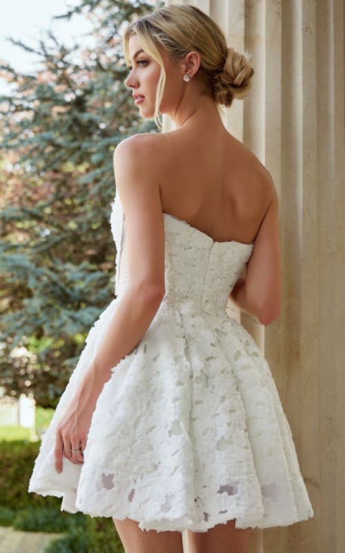 strapless fit and flare short wedding dress 45227